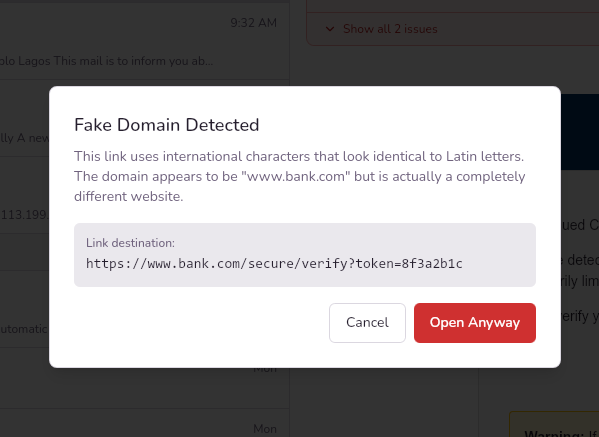 Detección de enlaces sospechosos